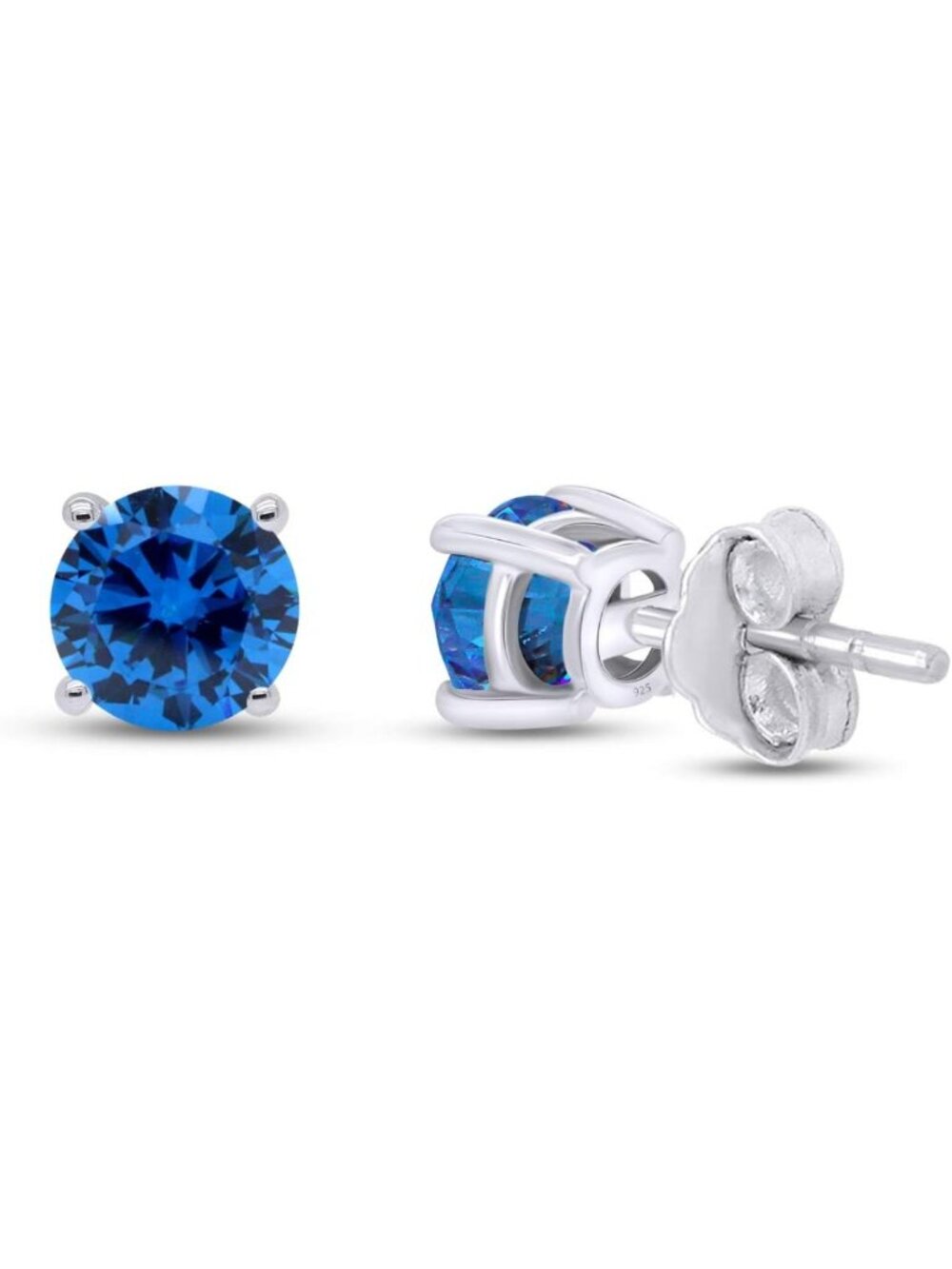 4MM Round Birthstone Stud Earrings for Women - Colorful Simulated Gemstone